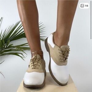 Etonic Lites Women's White and Tan Lace-Up Golf Shoes